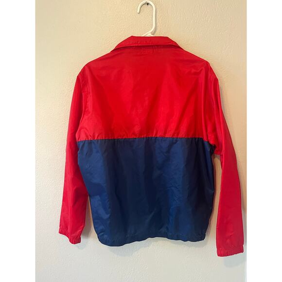 Men's Vintage 80s Adidas Red & Blue 1/4 Zip Packable Windbreaker Jacket Sz Med - Picture 2 of 6